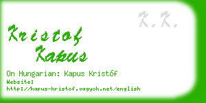 kristof kapus business card